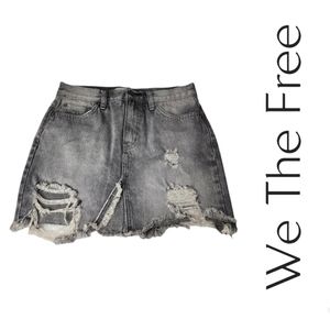 We The Free People Distressed Black Denim Jean Mini Skirt Size 24